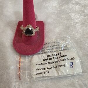 Get In The Zone Black Onyx Ring with Rose Gold Plating